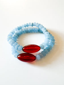 Sky Blue Gems with Amber Accent Bracelet