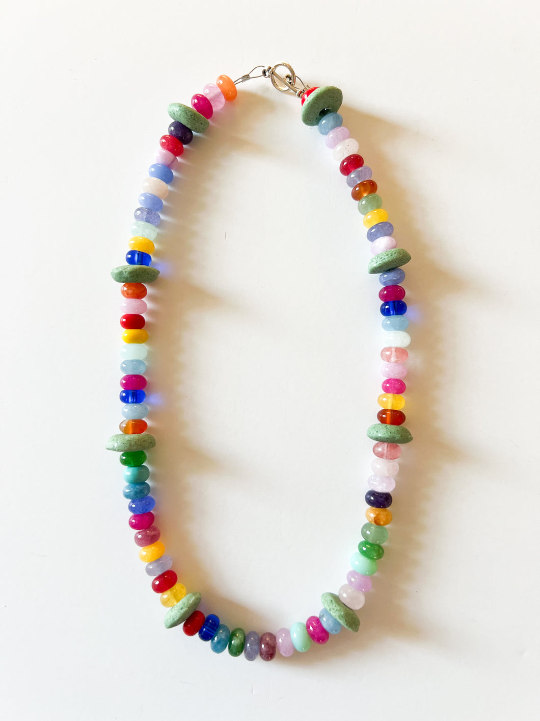 Confetti Gemstone with Glass Disc Beaded Necklace