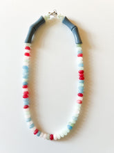 Load image into Gallery viewer, Confetti Gemstone with Stormy Blue Acrylic Beaded Necklace