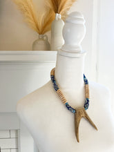 Load image into Gallery viewer, Mix of Blues and Natural Wood Antler Tip Necklace