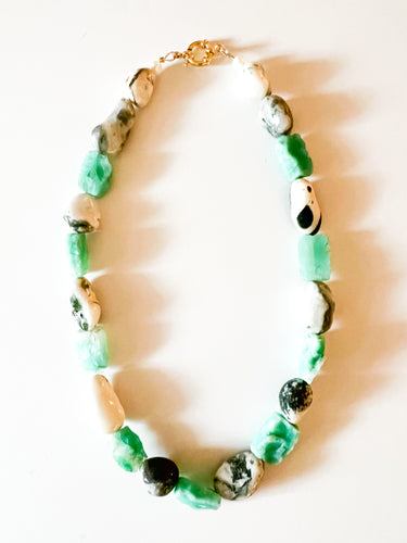 Mint and Moss Green Agate Gemstone Bespoke Necklace