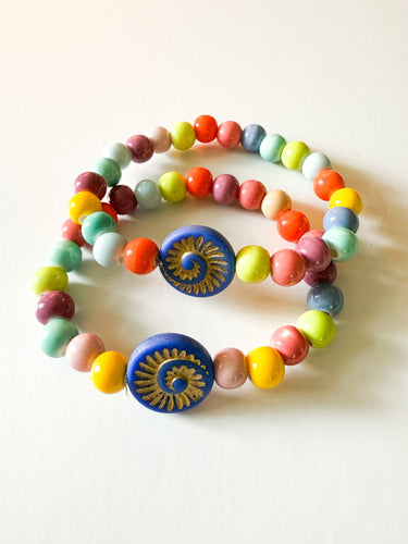 Periwinkle Swirl Confetti Ceramic Bracelet
