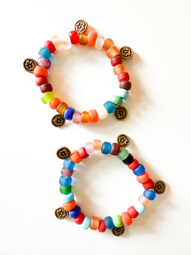 Czech Glass Brass Charm Bracelet