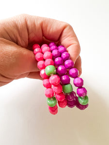 Mix of Pinks and Purples Faceted Acrylic Bracelet