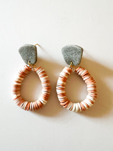 Gray and Blush Confetti Clay Earrings