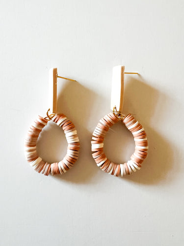 Ivory and Blush Confetti Clay Earrings