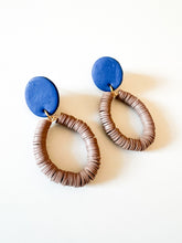 Load image into Gallery viewer, Royal and Brown Clay Earrings