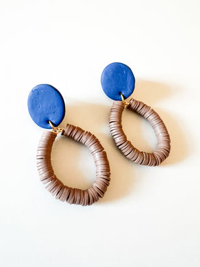 Royal and Brown Clay Earrings