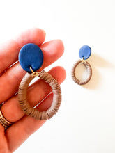 Load image into Gallery viewer, Royal and Brown Clay Earrings