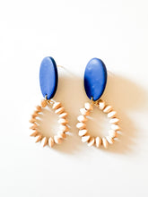 Load image into Gallery viewer, Royal Clay and Natural Bicone Wood Earrings