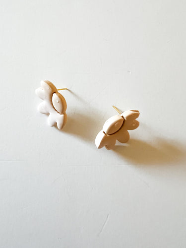 Ivory Clay Floral Post Earrings