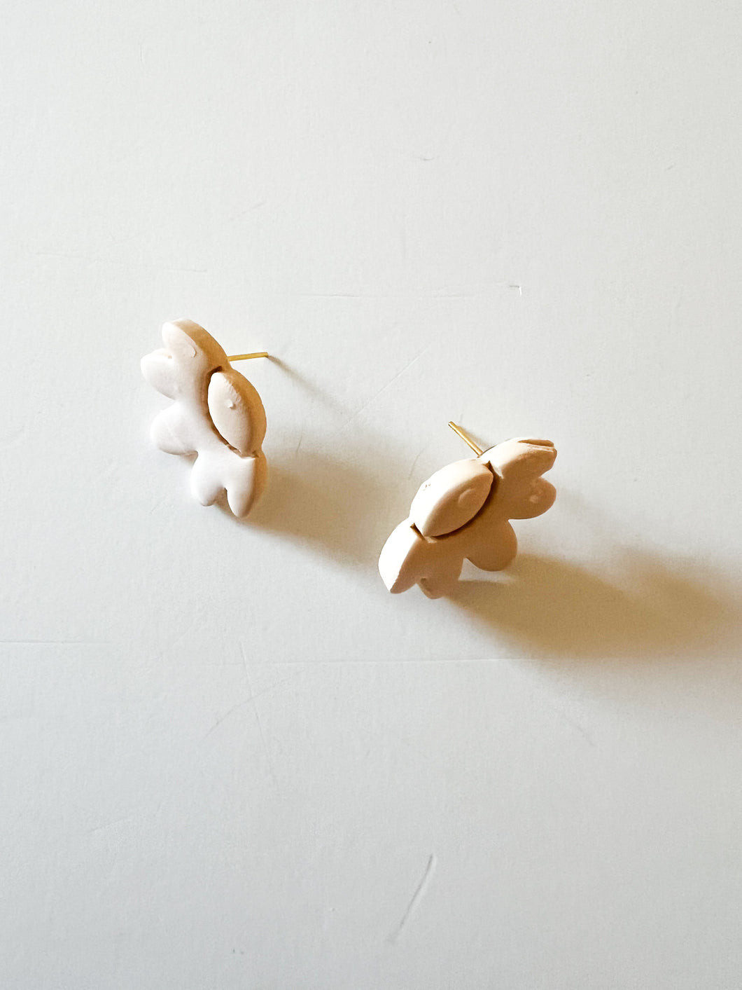 Ivory Clay Floral Post Earrings