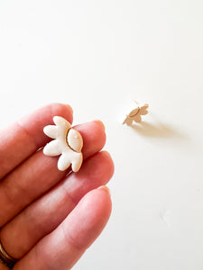 Ivory Clay Floral Post Earrings