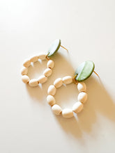 Load image into Gallery viewer, Marbled Green Clay and White Wood Earrings