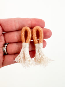 Beige and Ivory Wrapped Cotton Stud Earring