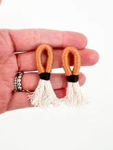 Load image into Gallery viewer, Beige and Black Wrapped Cotton Post Earring