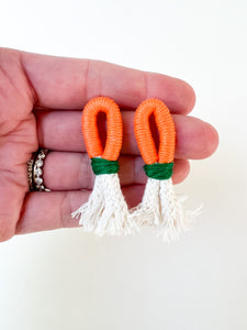 Orange and Green Wrapped Cotton Stud Earring