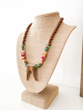 Load image into Gallery viewer, Red and Green Krobo Glass Antler Fork Necklace