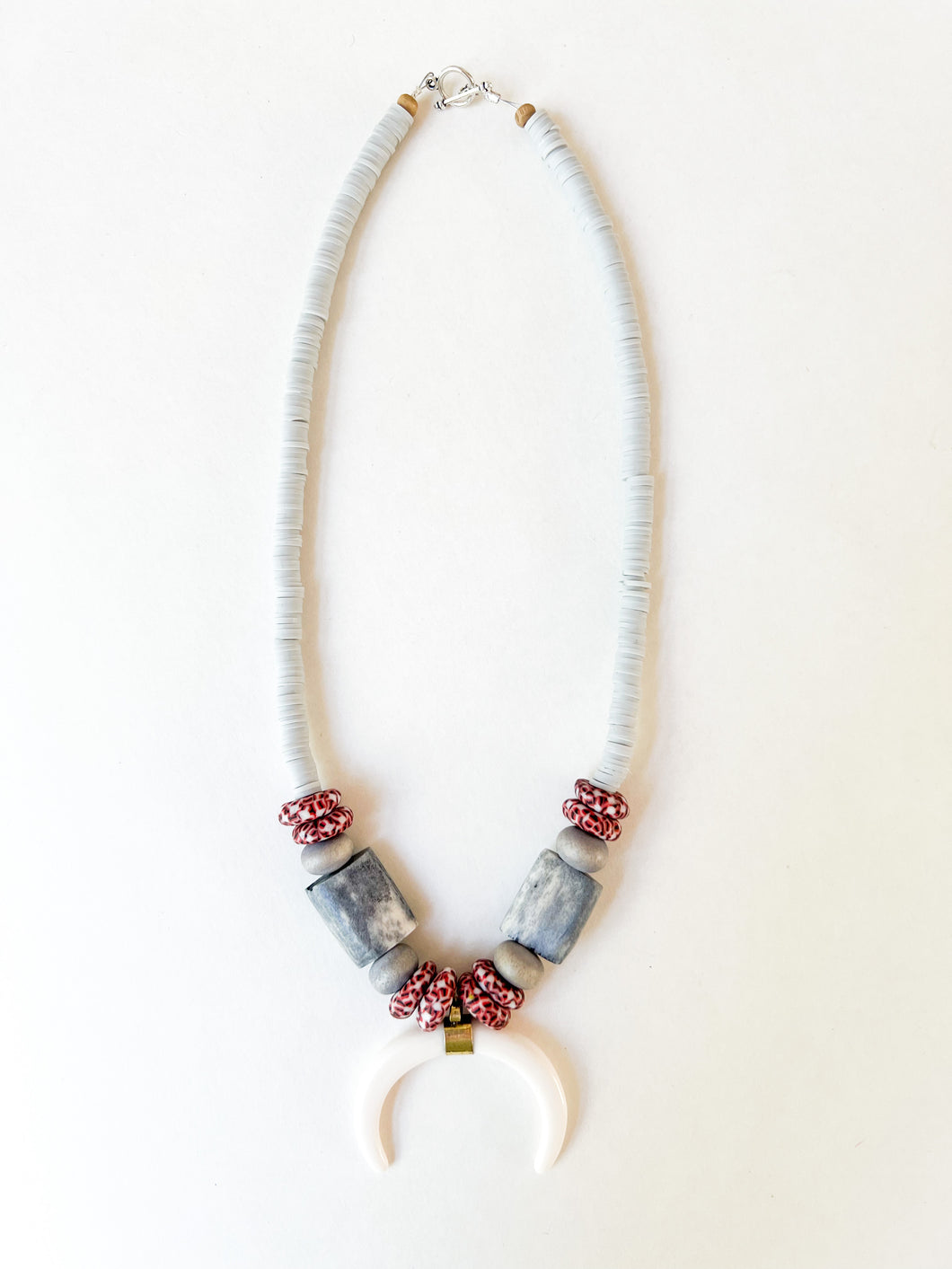 Maroon and Gray Crescent Gameday Necklace