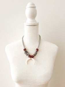 Maroon and Gray Crescent Gameday Necklace