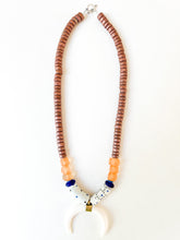 Load image into Gallery viewer, Blue and Orange Crescent Gameday Crescent Necklace