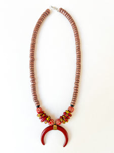 Maroon and Brown Crescent Gameday Necklace