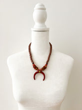 Load image into Gallery viewer, Maroon and Brown Crescent Gameday Necklace