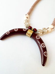 Maroon and Tan Crescent Gameday Necklace
