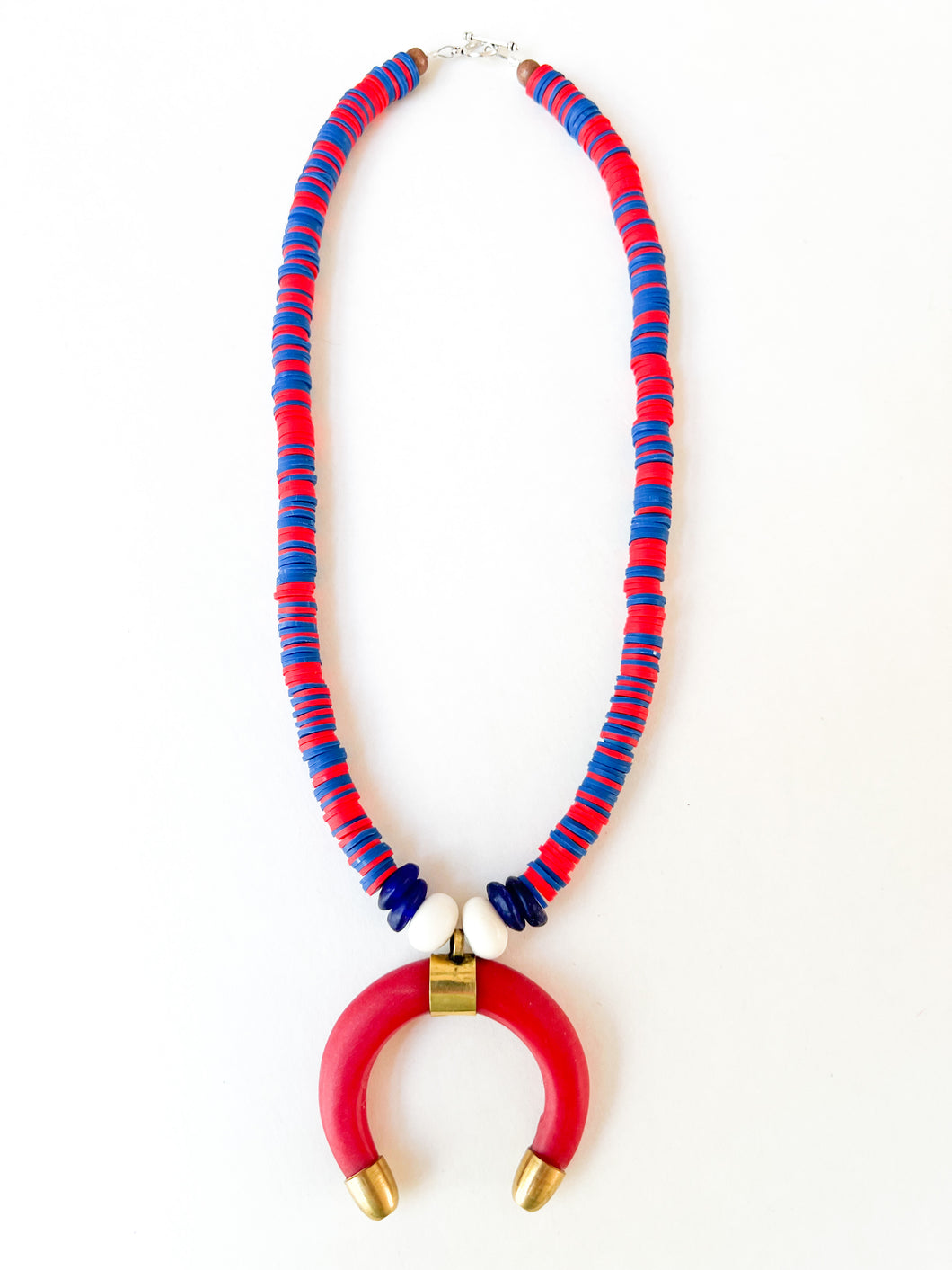Blue and Red Gameday Crescent Necklace