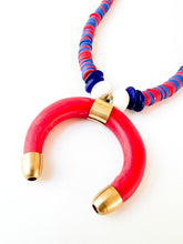 Load image into Gallery viewer, Blue and Red Gameday Crescent Necklace