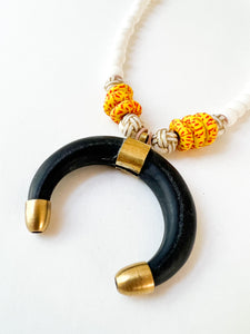 Black and Gold Crescent Gameday Necklace