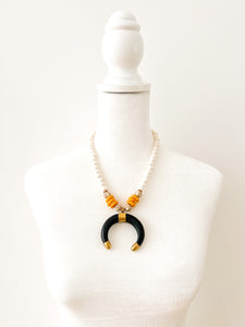Black and Gold Crescent Gameday Necklace