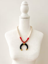 Load image into Gallery viewer, Red and Black Crescent Gameday Necklace