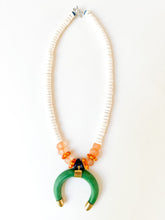 Load image into Gallery viewer, Green and Orange Crescent Gameday Necklace