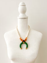 Load image into Gallery viewer, Green and Orange Crescent Gameday Necklace