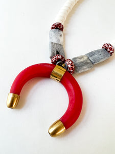 Gray and Red Crescent Gameday Necklace