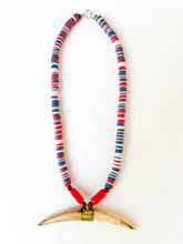 Load image into Gallery viewer, Navy and Red Crescent Gameday Necklace