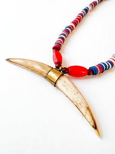 Navy and Red Crescent Gameday Necklace