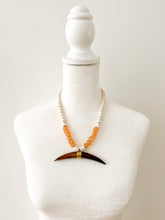Load image into Gallery viewer, Orange and Ivory Crescent Gameday Necklace