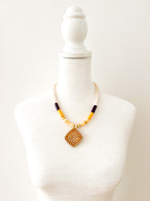 Load image into Gallery viewer, Purple and Yellow Rattan Gameday Necklace