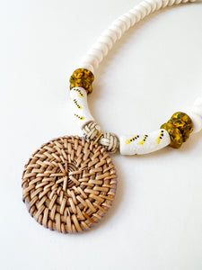 Beige and Gold Rattan Gameday Necklace