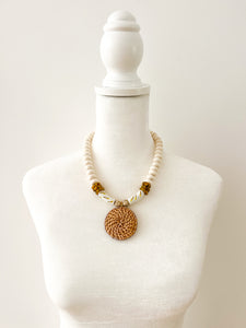 Beige and Gold Rattan Gameday Necklace