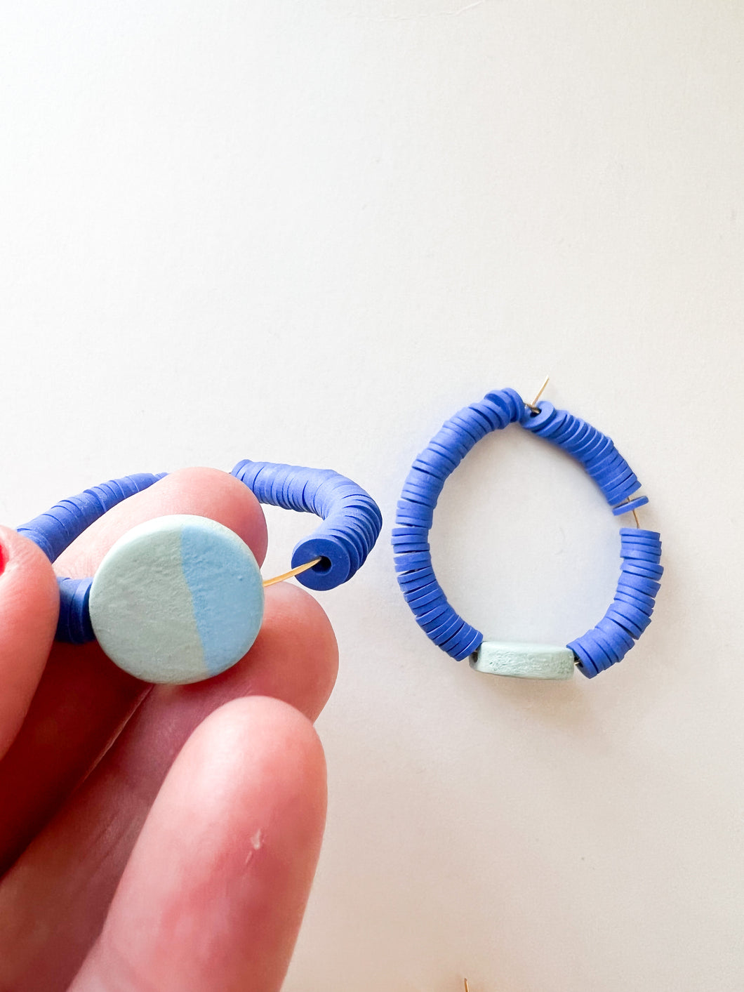 Azure Blue Hand Painted Color Block Hoops