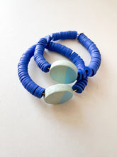 Load image into Gallery viewer, Azure Blue Hand Painted Color Block Hoops