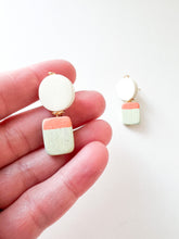 Load image into Gallery viewer, Tangerine and Pistachio Hand Painted Post Earrings