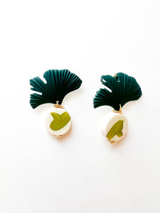Mix of Greens Hand Painted Gingko Earrings