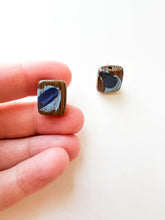 Load image into Gallery viewer, Hand Painted Navy and Sky Blue Post Earrings