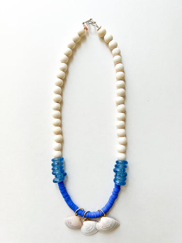 Cobalt Blue Mixed Shell Charm Necklace