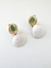 Load image into Gallery viewer, Sage and Tan Shell Earrings