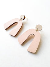 Load image into Gallery viewer, Tan and Ballet Pink Hand Painted Statement Earrings
